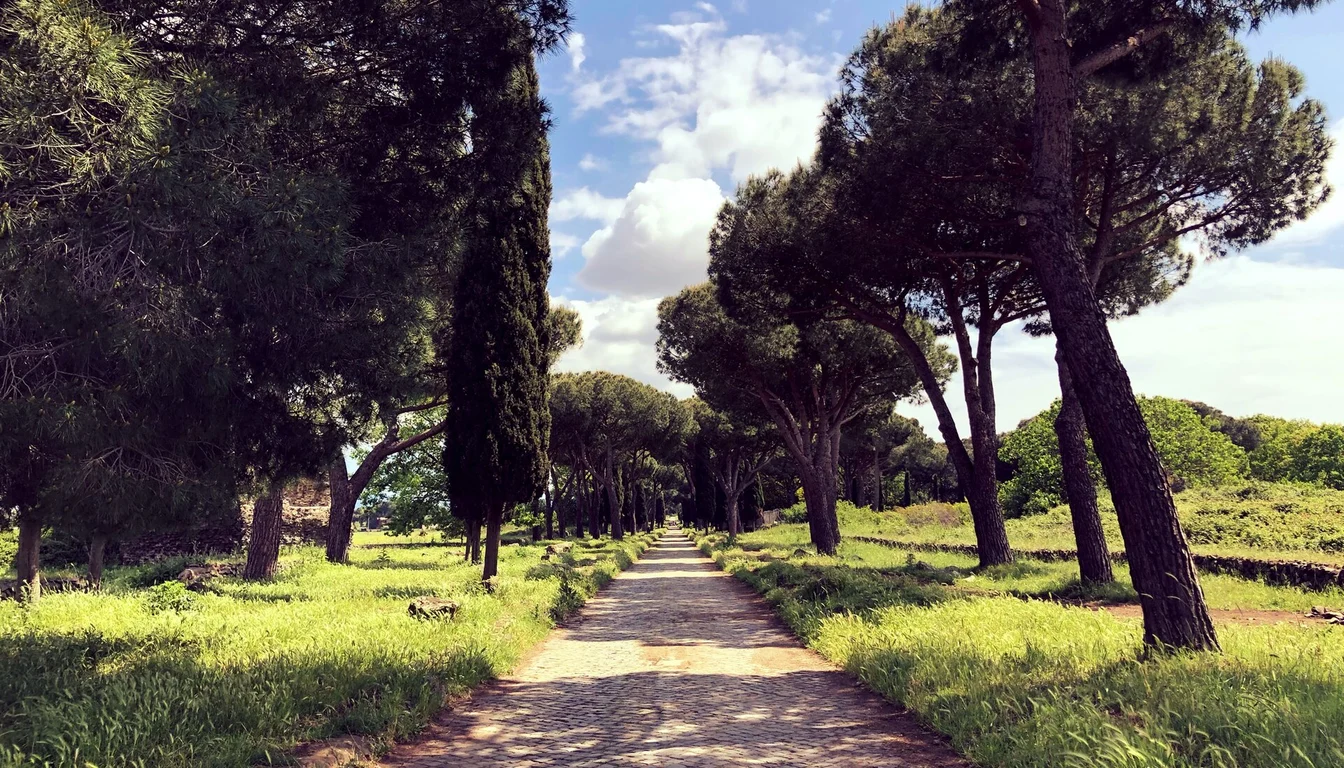 The ancient paved road of the Appian Way