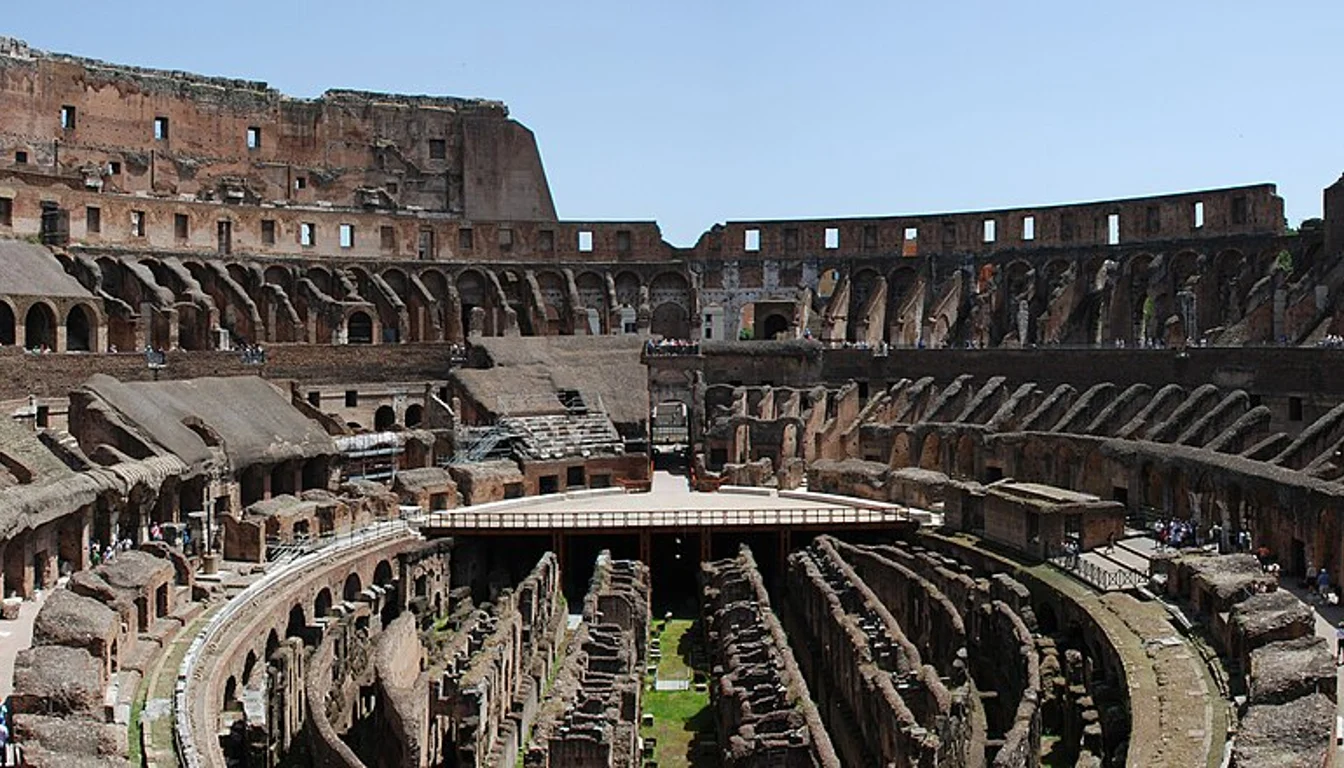 The arena and tiers inside the Colosseum