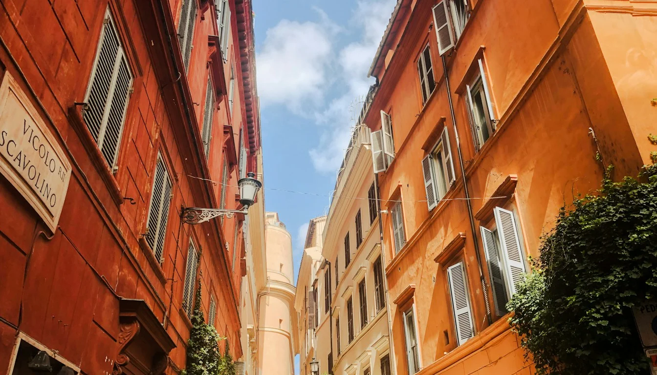 A street lined with old buildings in Rome
