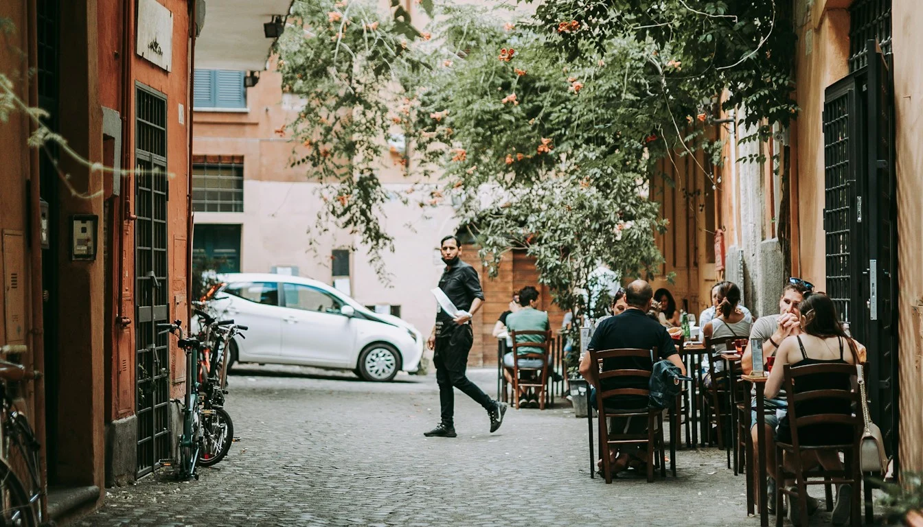 Street seating in Trastevere